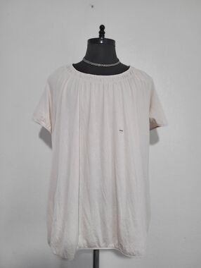 NWT Cato Cream Cotton/Modal Plus 28W Sportwear Blouse with Elastic Waistband
